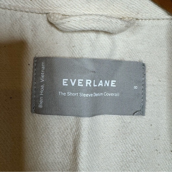 Everlane The Short Sleeve Denim Overall in Cream Size 8 - Picture 5 of 7
